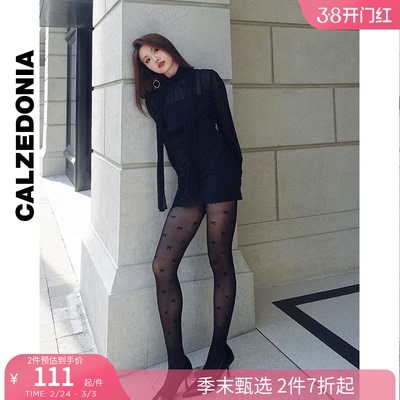 CALZEDONIA卡泽意袜女士30D时尚蝴蝶结装饰波点连裤丝袜MODC2164