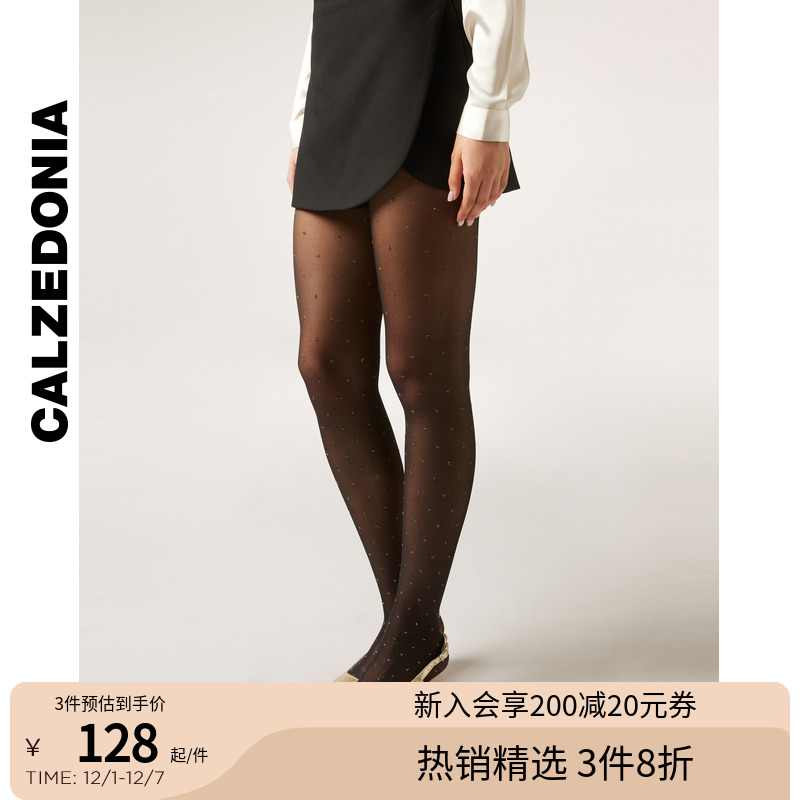 CALZEDONIA卡泽意袜25秋冬新30D闪葱波点丝滑连裤袜丝袜MODC2177
