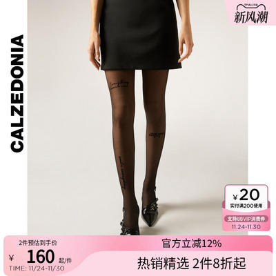 CALZEDONIA卡泽意袜25秋冬新30D时尚植绒印花文字连裤袜MODC2195