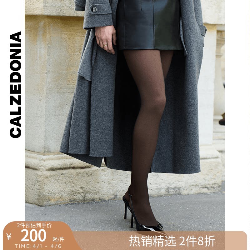 CALZEDONIA卡泽意袜秋冬女士光腿神器假透肉保暖黑色丝袜MODC1919