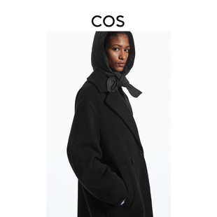COS女士 绗缝系结巴拉克拉法式兜帽黑色2023春季新品