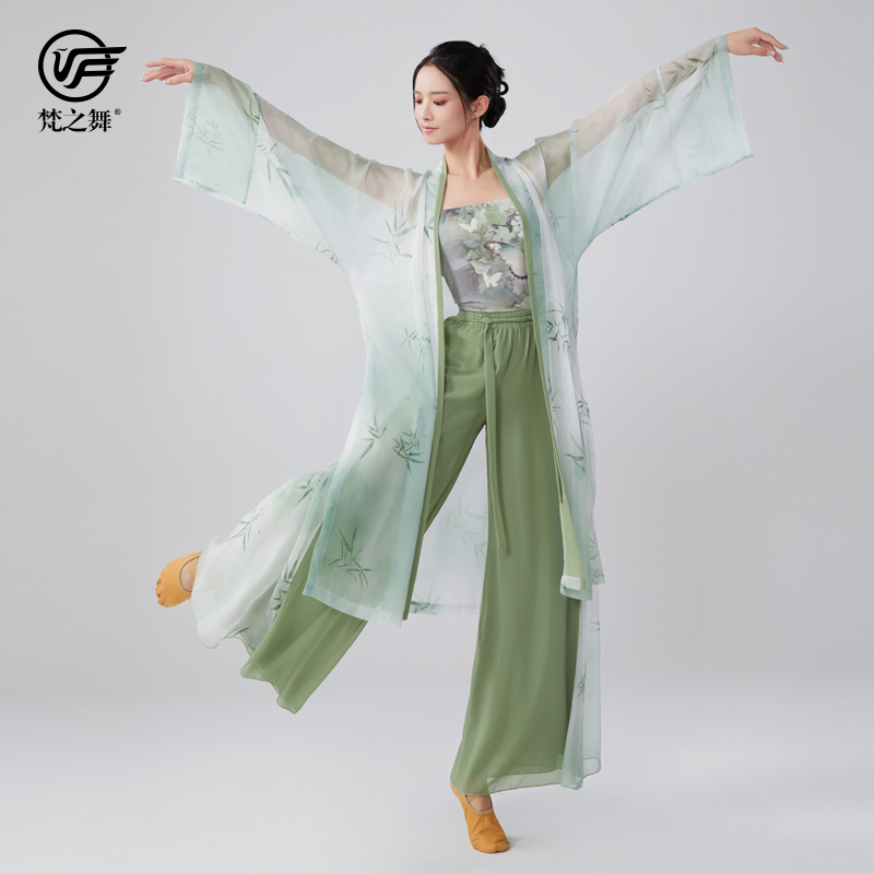 天丝印花飘逸披风古典舞服梵之舞