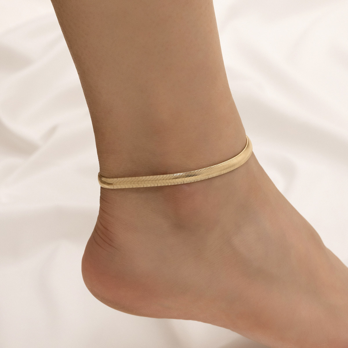 欧美ins个性夸张宽版蛇骨链脚链女小众设计感脚饰气质百搭延长链