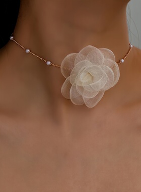 超仙复古花朵珍珠项链