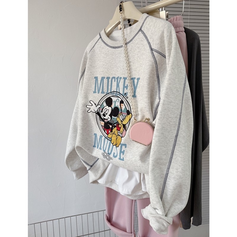 卡通刺绣贴布春季新款女上衣减龄学院风明线设计圆领套头韩系卫衣,女装/女士精品,卫衣/绒衫,淘宝优惠券,粉丝福利购,淘宝优惠卷