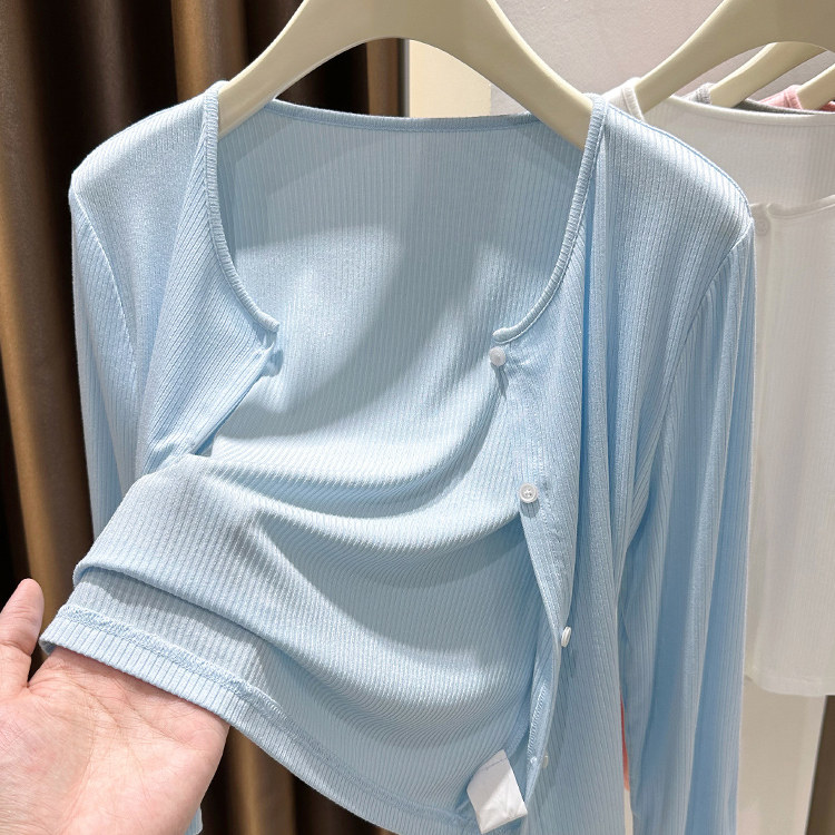 夏季韩系穿搭蓝色针织开衫外套薄款配吊带裙子外搭披肩防晒小罩衫,女装/女士精品,短外套,淘宝优惠券,粉丝福利购,淘宝优惠卷