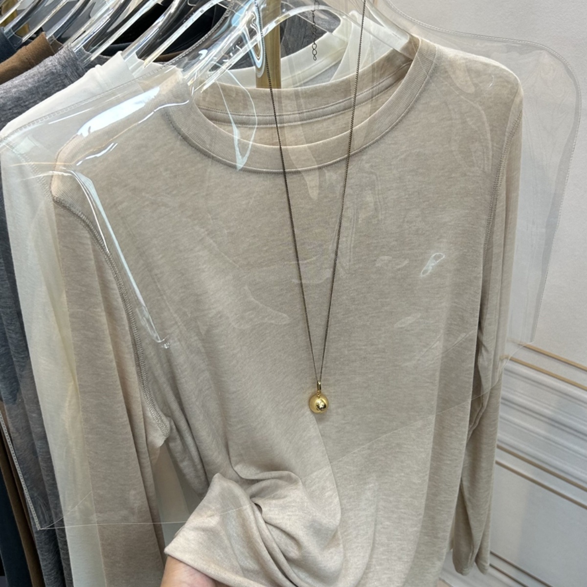 软糯圆领羊毛打底衫2025新款女士春秋季修身爆款天丝面膜t恤内搭