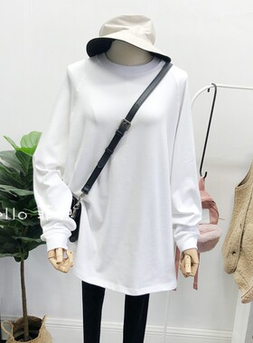 白色长袖t恤女秋冬2020新款韩版ins潮宽松大码加绒内搭打底衫上衣