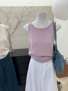 夏季 韩版 针织背心女冰丝吊带内搭短款 外穿条纹无袖 上衣 百搭时尚