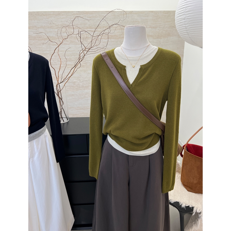 针织衫女2024秋新款修身羊毛上衣