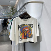 t恤女2026夏季 新款 韩版 短袖 ins潮字母印花宽松短款 百搭时髦上衣服