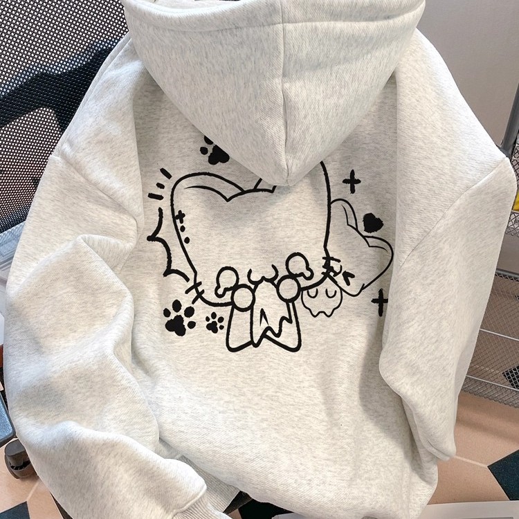 亚文化日系宅萌可爱猫咪连帽卫衣女小个子超好看冬季加绒加厚上衣