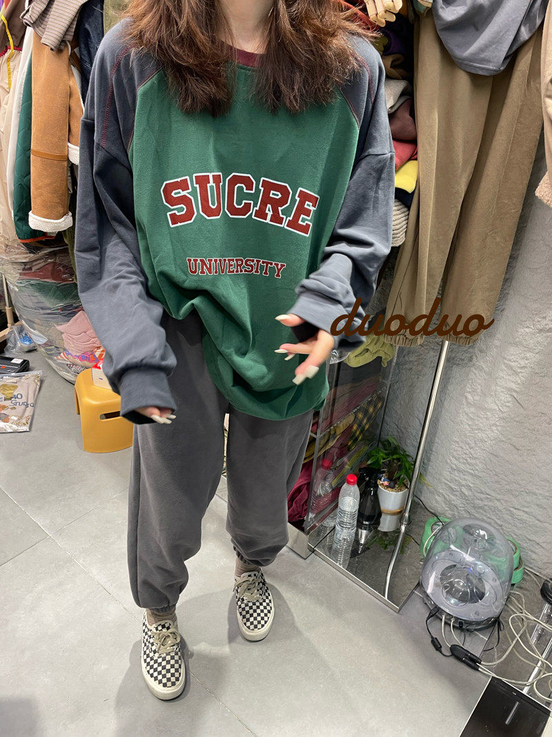 2026春秋装新款韩版宽松字母图案拼色袖长袖T恤女打底衫洋气上衣,女装/女士精品,T恤,淘宝优惠券,粉丝福利购,淘宝优惠卷