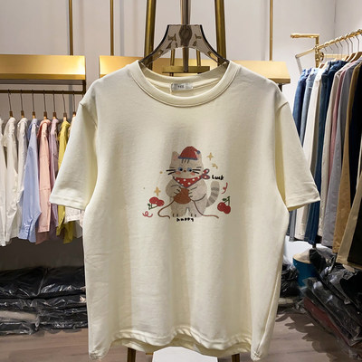 美式复古洋气可爱小猫短袖T恤女士2026夏季新款甜美好穿百搭上衣