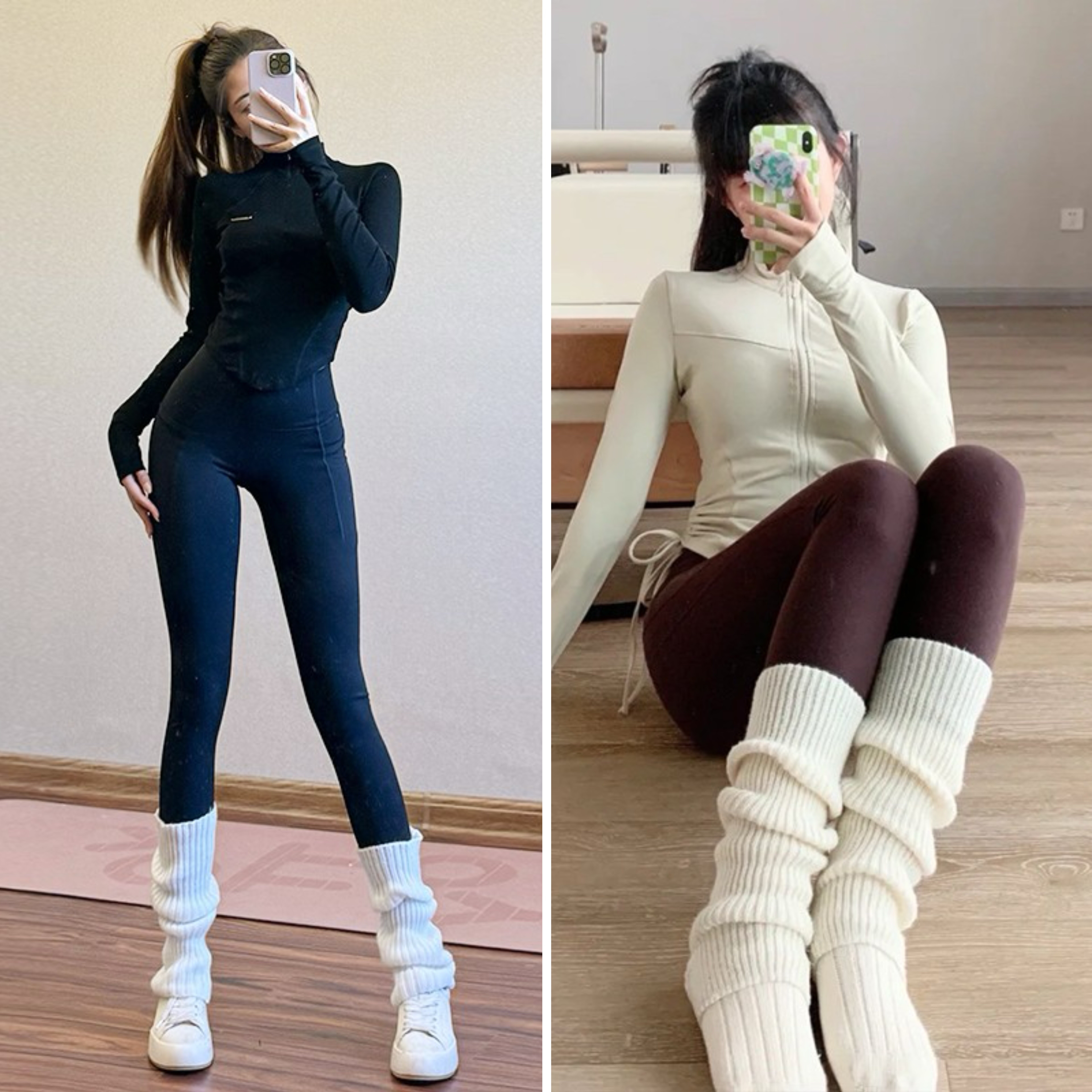 瑜伽针织袜女中高筒护腿袜套艺术生舞蹈运动专业踩脚冬季新款袜