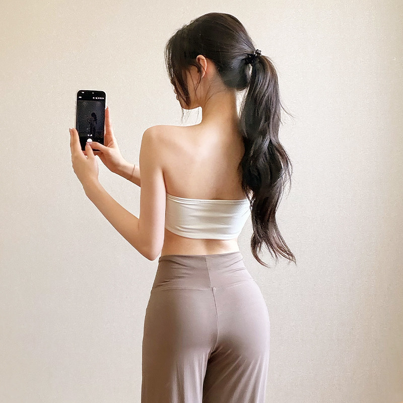 白色防滑瑜伽抹胸性感辣妹运动内衣文胸高级感普拉提健身上衣夏季图片
