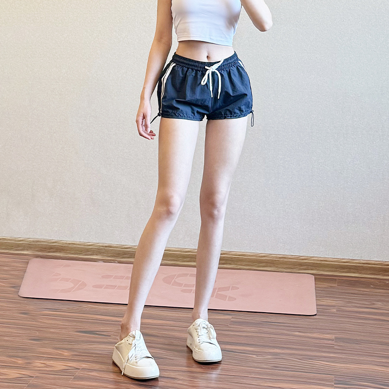欧美抽绳健身短裤女宽松瑜伽裤女夏跑步专用三分运动短裤外穿速干