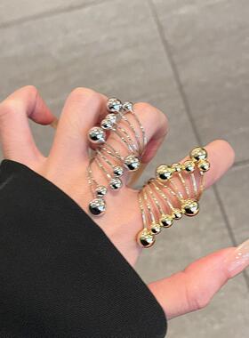 小众个性简约金属球球戒指女指环