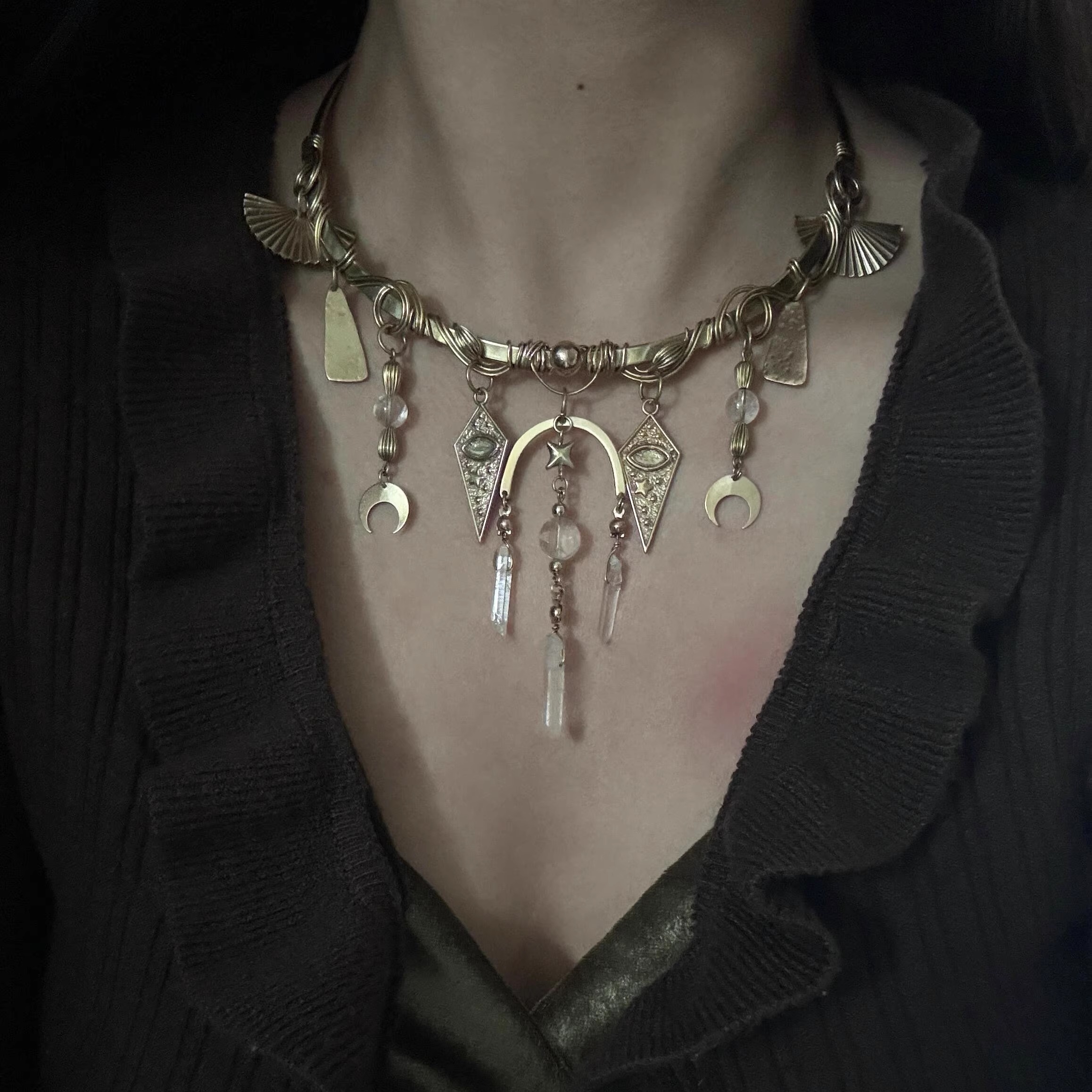 复古金色几何流苏轻奢高级感项链