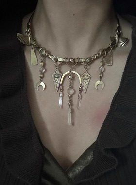 复古金色几何流苏轻奢高级感项链