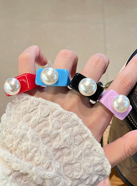 彩色多巴胺树脂几何不规则戒指女