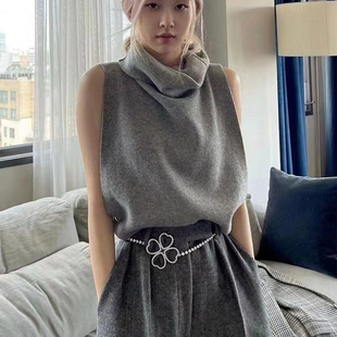 欧美气质闪钻四叶花朵腰链女2022新款细腰带装饰西装裙子裤子配饰