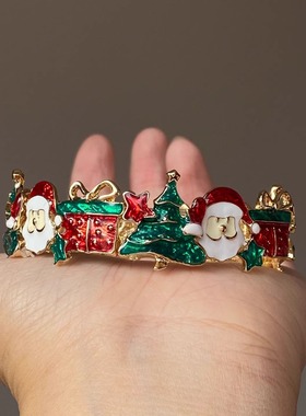 圣诞老人手链合金新款卡通手镯