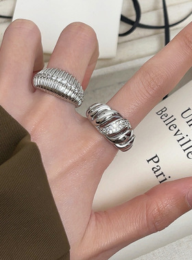 欧美ins风戒指个性大斜纹指环