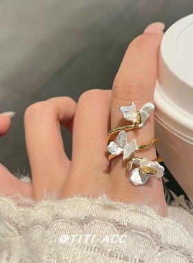 新中式铃兰花戒指女气质精致立体花卉设计灵动感开口调节花卉指环