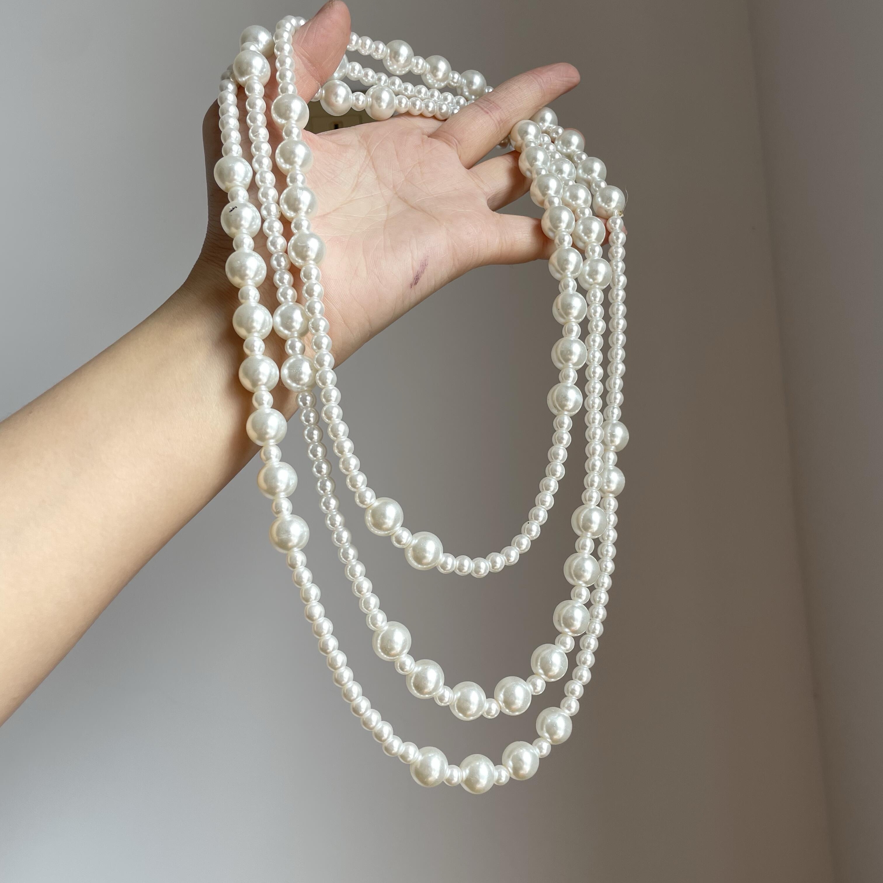 法式复古多层叠戴珍珠项链女轻奢高级感气质长毛衣链2025新款配饰