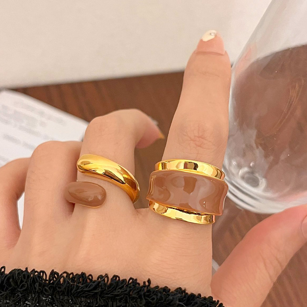 美拉德珐琅戒指女轻奢小众食指戒