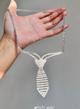 永夜的星河~欧美个性夸张领带choker颈圈女项饰小众设计感项链潮