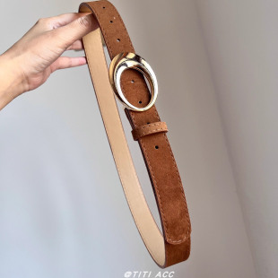 韩国东大门同款咖色麂皮绒宽腰带女款辣妹装饰配裙子轻奢复古皮带