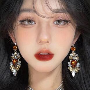 复古轻奢千金大小姐耳饰女重工高级感水滴耳坠小众耳环2024新款潮