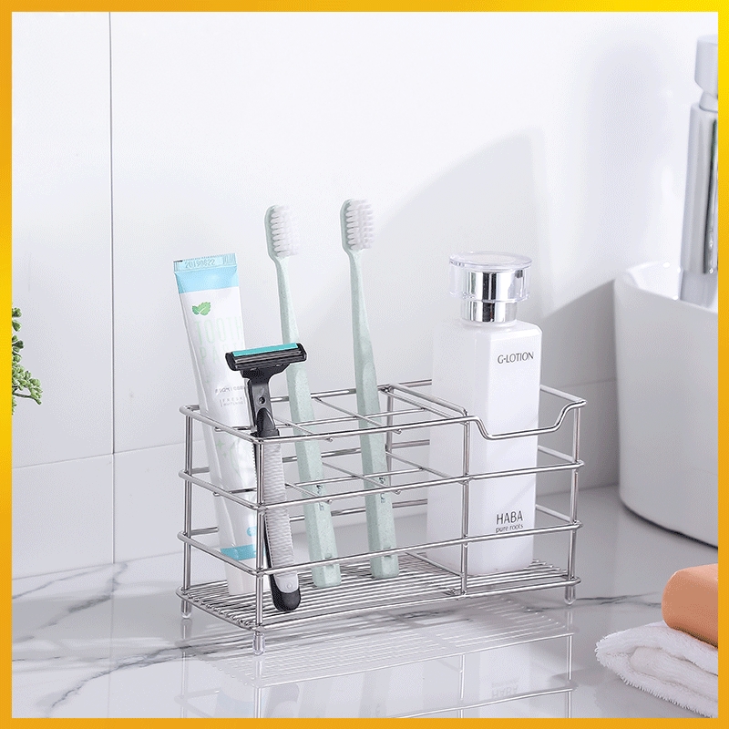 家用不锈钢镂空壁挂式牙刷架