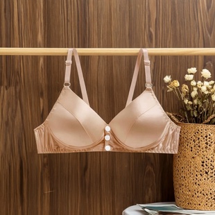 双面100%桑蚕丝前开扣真丝内衣女夏季 防凸点文胸透气显小 超薄款