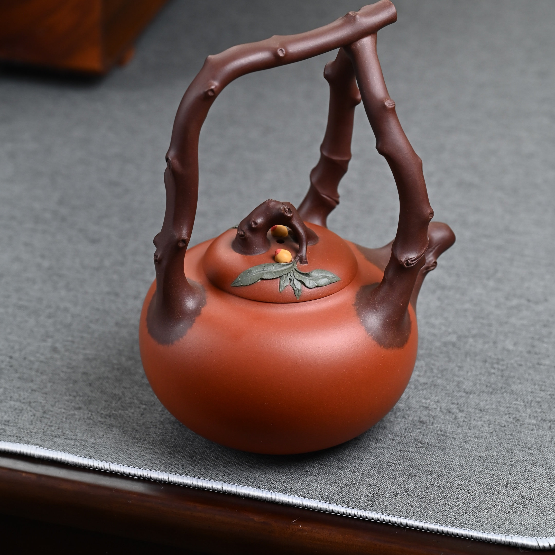 宜兴紫砂壶全手工原矿红皮龙东坡提梁高端茶具1000cc大容量泡茶壶