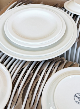 出口原单外贸尾货陶瓷餐具窄边盘平盘圆盘早餐盘厚实甜品餐厅店用