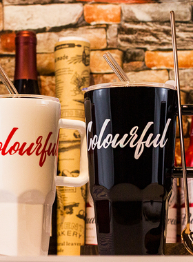 304不锈钢双层冰霸杯大容量车载杯创意水杯咖啡随手杯马克杯带盖