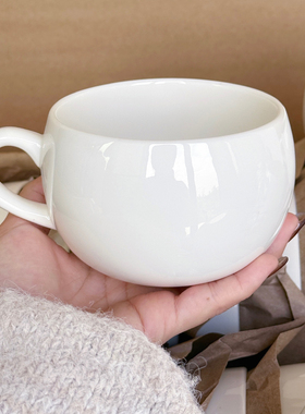 德化陶瓷马克杯大肚杯圆润光滑水杯办公室用咖啡杯下午茶拿铁拉花