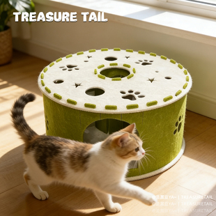 高颜值猫窝｜春夏季 猫抓板一体隧道窝猫咪解闷猫窝 Tail Treasure
