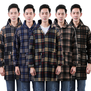 罩衣成人长袖加绒加厚保暖加大家用纽扣男外套工作服劳保大褂围裙