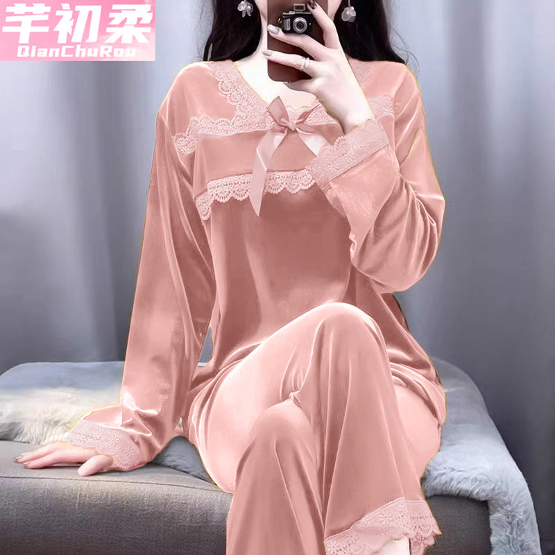 金丝绒秋冬甜美公主女睡衣套装