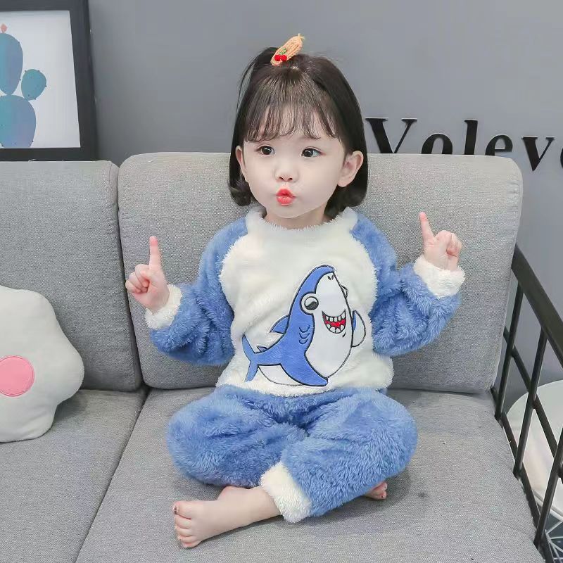 儿童法兰绒睡衣套装女童