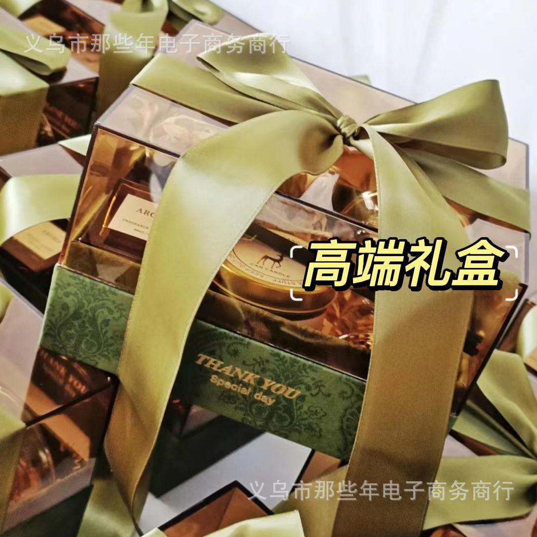 森系亚克力丝带伴娘伴手礼礼盒结婚订婚喜糖盒子天地盖包装盒空盒