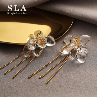 流苏设计长款 法式 八折 链条高级感银针耳环女 新品