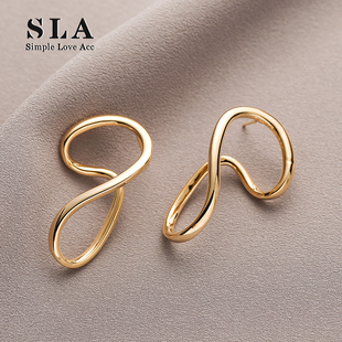 扭曲法式 Acc私家 高级感轻奢气质金属银针耳环女 Love Simple
