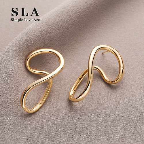 Simple Love Acc私家  扭曲法式高级感轻奢气质金属银针耳环女