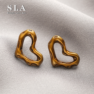 个性 Acc私家 抽象镂空复古爱心简约气质银针耳环女 Love Simple