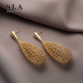 Acc私家 Simple Love 高级感欧美风金属大网水滴造型银针耳环女